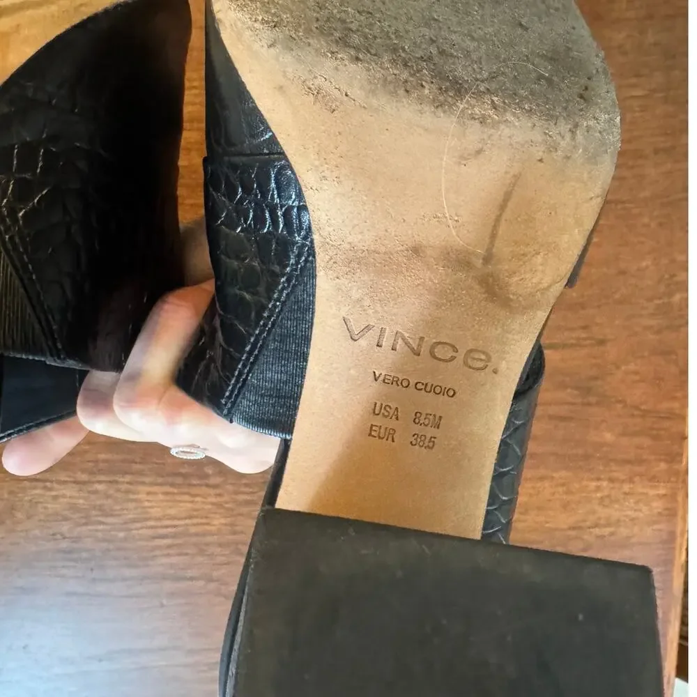 Vince Women's Nelda Cutout Croc-Effect Leather Mules Size 8.5